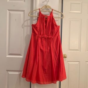 Esley silk cotton flare halter dress